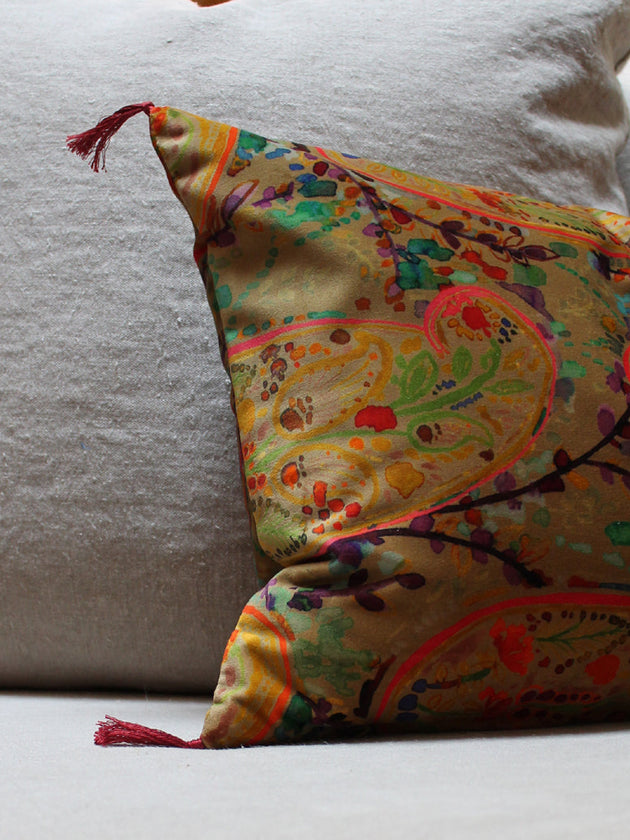 Housse de coussin Inika en velours de coton