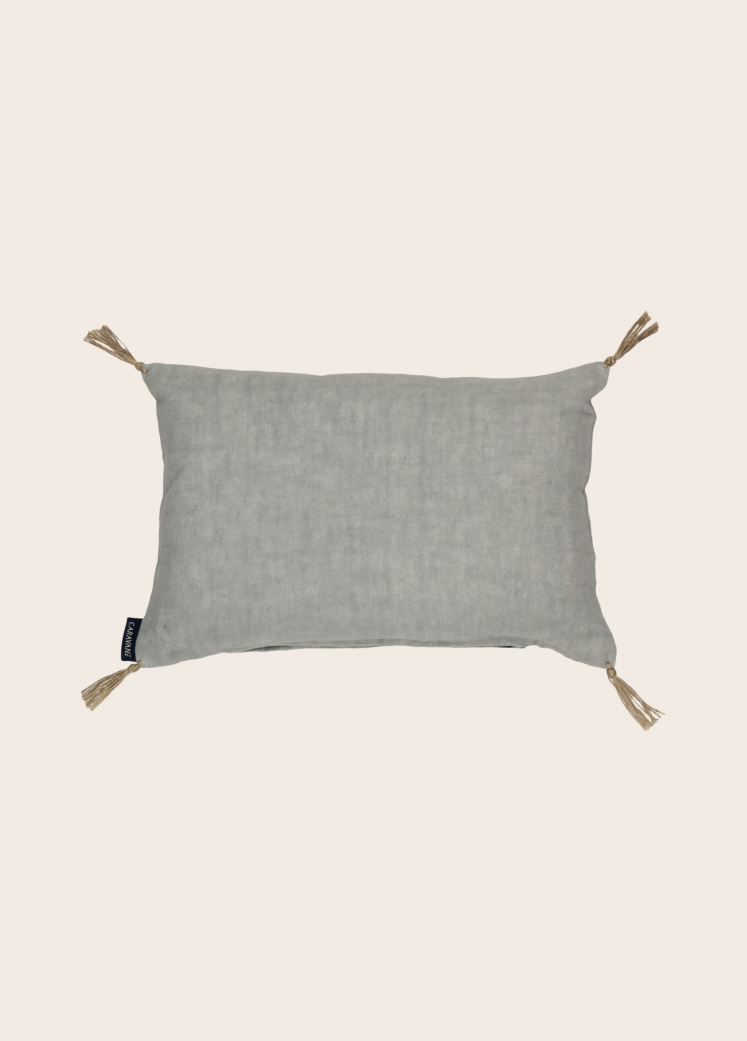 Coussin de nuque gris en lin lavé remplis de balles d'épeautre