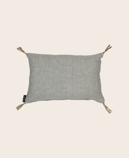Coussin de nuque gris en lin lavé remplis de balles d'épeautre