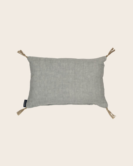Coussin de nuque gris en lin lavé remplis de balles d'épeautre