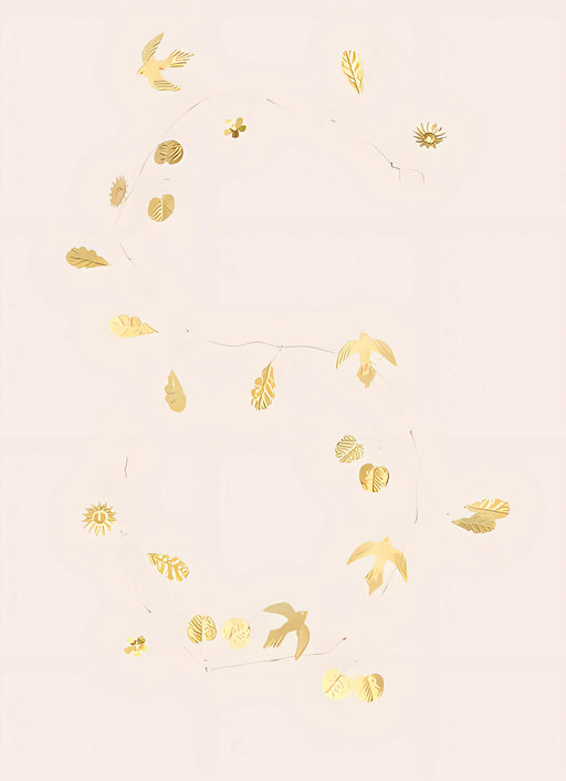 Guirlande décorative délicate en laiton doré aux motifs végétaux