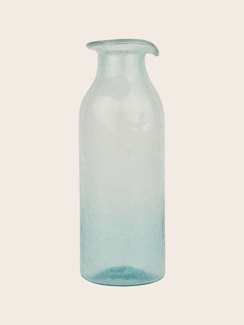 Grande carafe bleue en verre soufflé