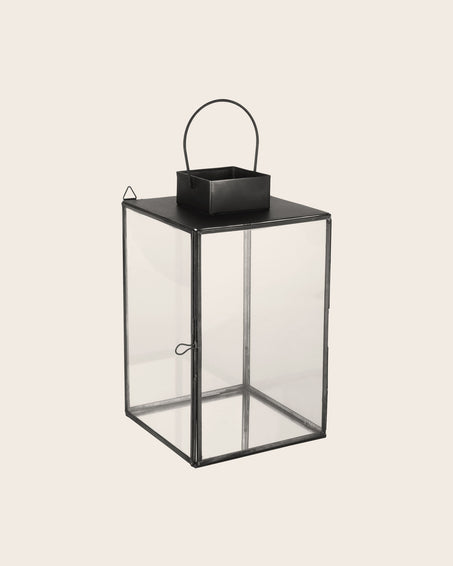 Lanternes élégantes en verre et acier brut noir Aladin