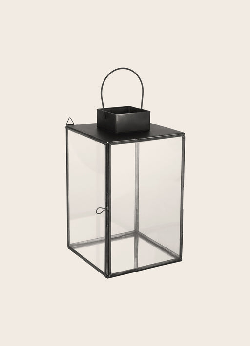 Lanternes élégantes en verre et acier brut noir Aladin