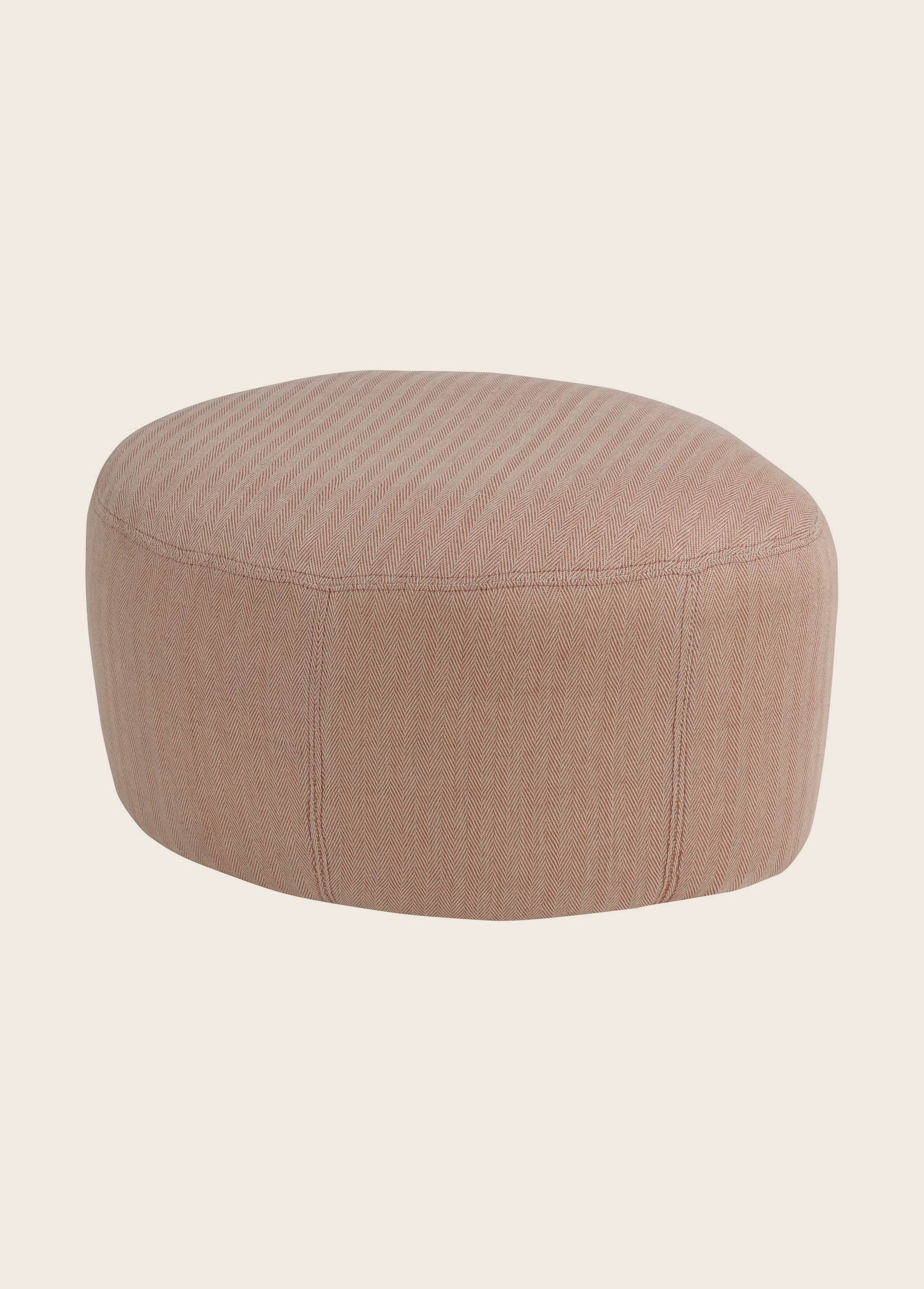 Petit pouf rond pour salon en tissu