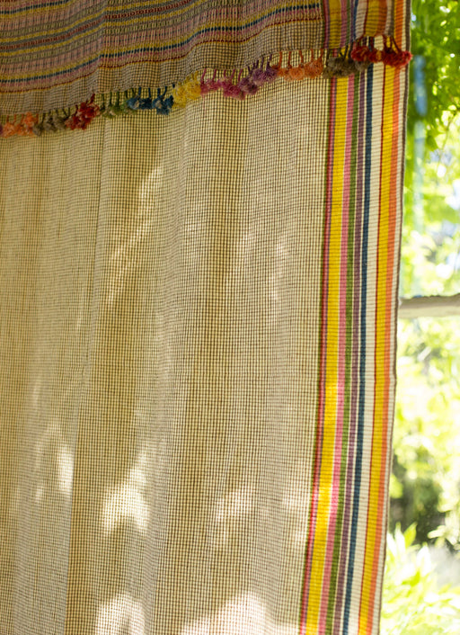 Rideau Dupatta en coton biologique à rayures multicolores