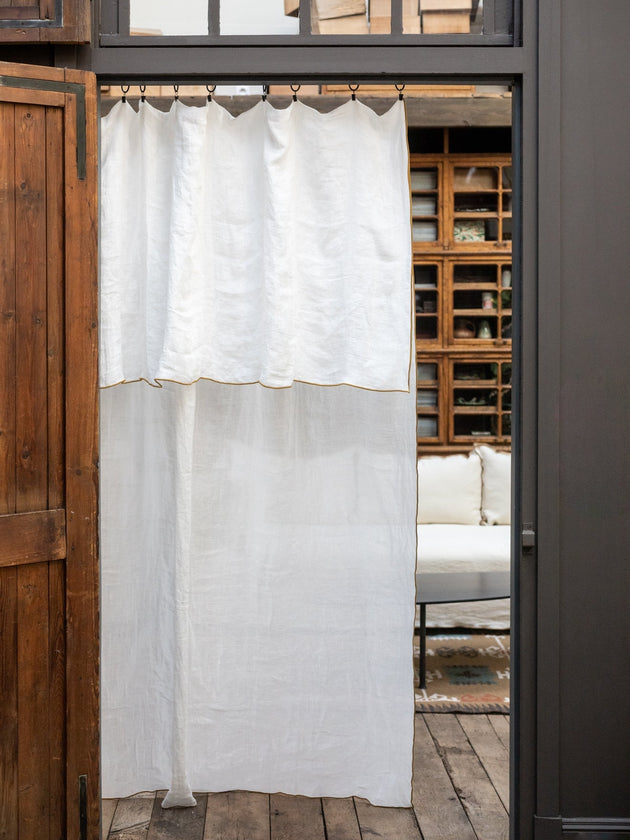 Rideau Canigo en lin couleur Neige et bourdon Havane