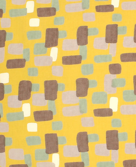 Tissu jaune curcuma à motifs Les petits papiers